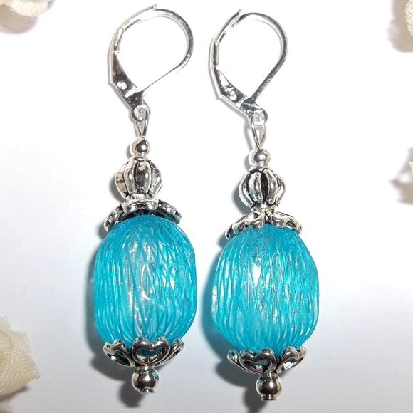 wvluckygirl Jewelry - Turquoise Blue and Silver Earring, Earring, Blue Earring, Turquoise Earring 7645